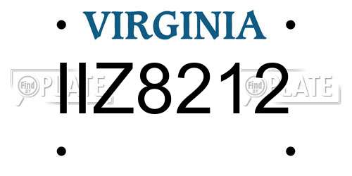 IIZ8212 Virginia License Plate