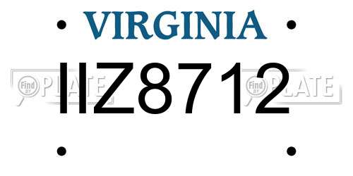 IIZ8712 Virginia License Plate
