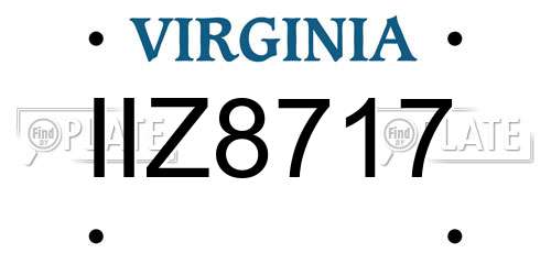 IIZ8717 Virginia License Plate