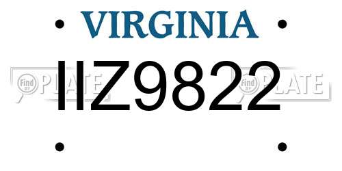 IIZ9822 Virginia License Plate
