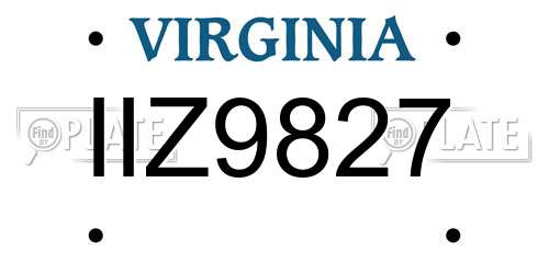 IIZ9827 Virginia License Plate