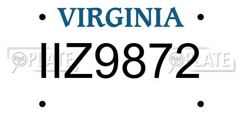 IIZ9872 Virginia License Plate