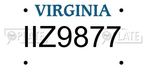 IIZ9877 Virginia License Plate