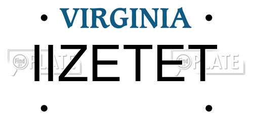 IIZETET Virginia License Plate