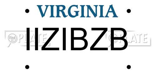 IIZIBZB Virginia License Plate