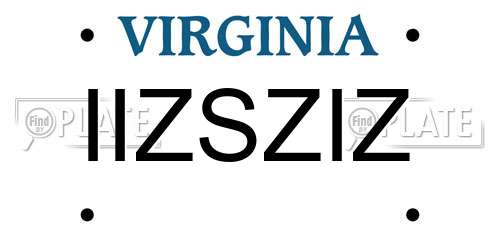 IIZSZIZ Virginia License Plate