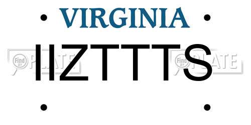 IIZTTTS Virginia License Plate