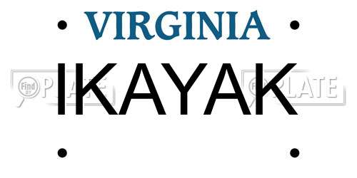 IKAYAK Virginia License Plate