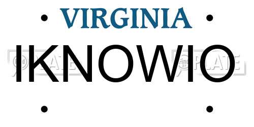 IKNOWIO Virginia License Plate