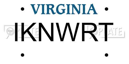 IKNWRT Virginia License Plate