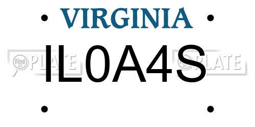 IL0A4S Virginia License Plate