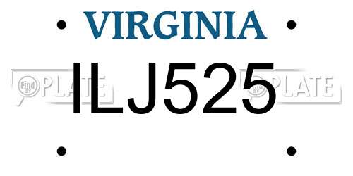 ILJ525 Virginia License Plate