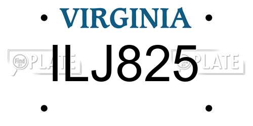 ILJ825 Virginia License Plate
