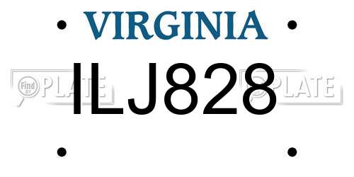 ILJ828 Virginia License Plate