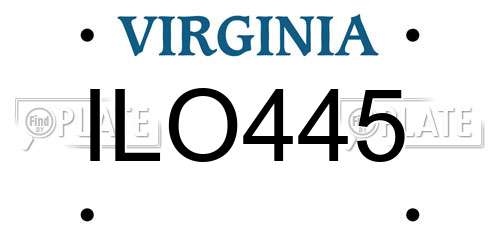 ILO445 Virginia License Plate