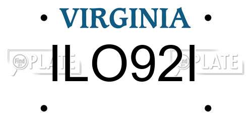 ILO92I Virginia License Plate