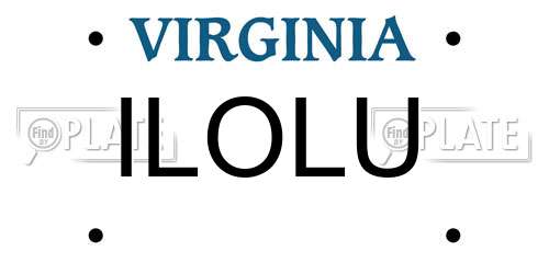 ILOLU Virginia License Plate