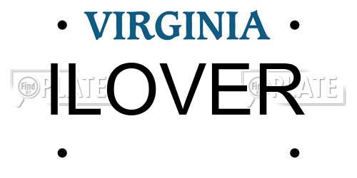 ILOVER Virginia License Plate