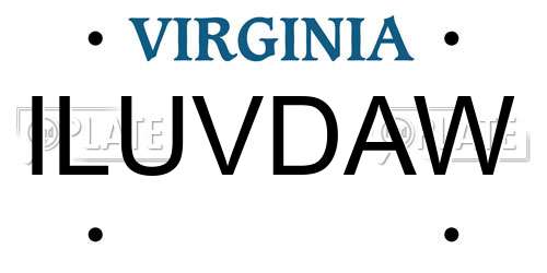 ILUVDAW Virginia License Plate