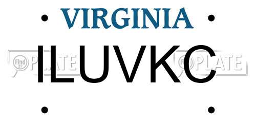 ILUVKC Virginia License Plate