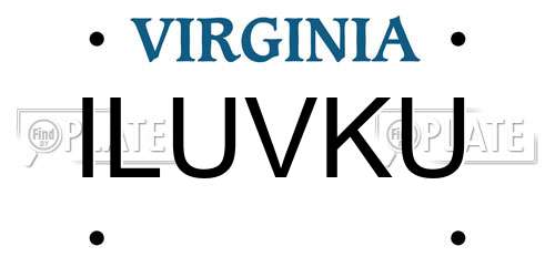 ILUVKU Virginia License Plate