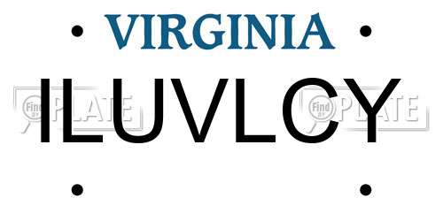 ILUVLCY Virginia License Plate