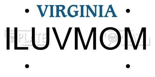 ILUVMOM Virginia License Plate