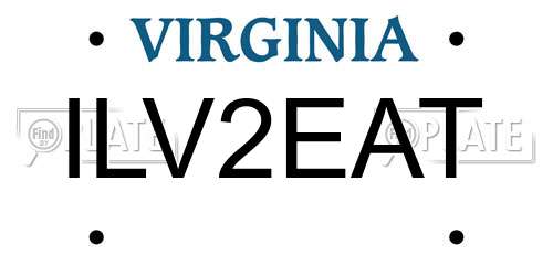 ILV2EAT Virginia License Plate