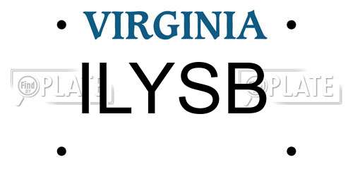 ILYSB Virginia License Plate