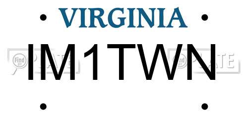 IM1TWN Virginia License Plate