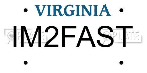 IM2FAST Virginia License Plate