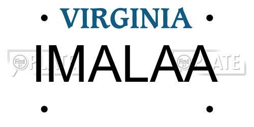 IMALAA Virginia License Plate