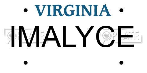 IMALYCE Virginia License Plate
