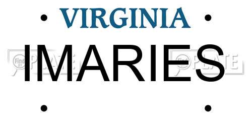 IMARIES Virginia License Plate