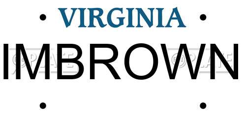 IMBROWN Virginia License Plate