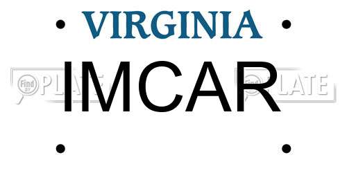 IMCAR Virginia License Plate