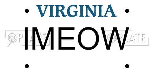 IMEOW Virginia License Plate