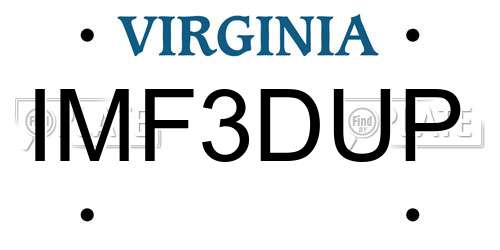 IMF3DUP Virginia License Plate