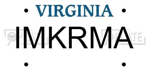 IMKRMA Virginia License Plate