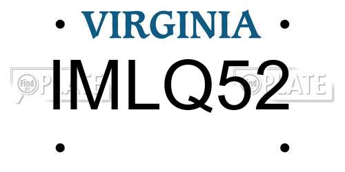 IMLQ52 Virginia License Plate