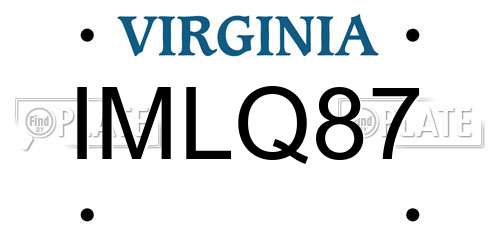 IMLQ87 Virginia License Plate
