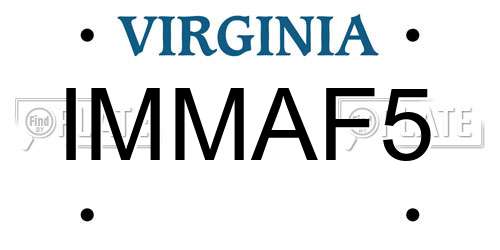 IMMAF5 Virginia License Plate