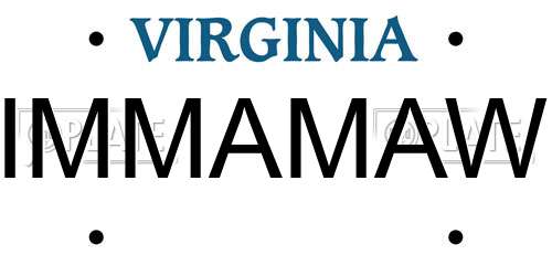 IMMAMAW Virginia License Plate