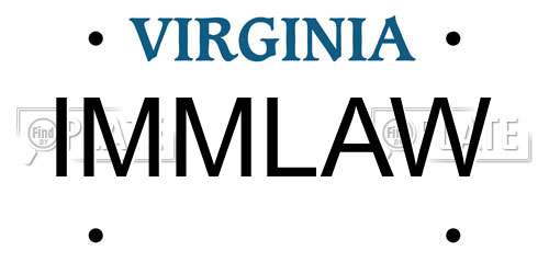 IMMLAW Virginia License Plate