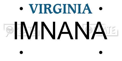 IMNANA Virginia License Plate