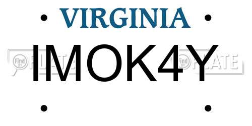 IMOK4Y Virginia License Plate