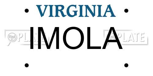 IMOLA Virginia License Plate