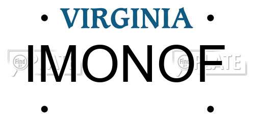 IMONOF Virginia License Plate