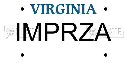 IMPRZA Virginia License Plate