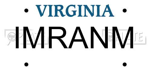 IMRANM Virginia License Plate
